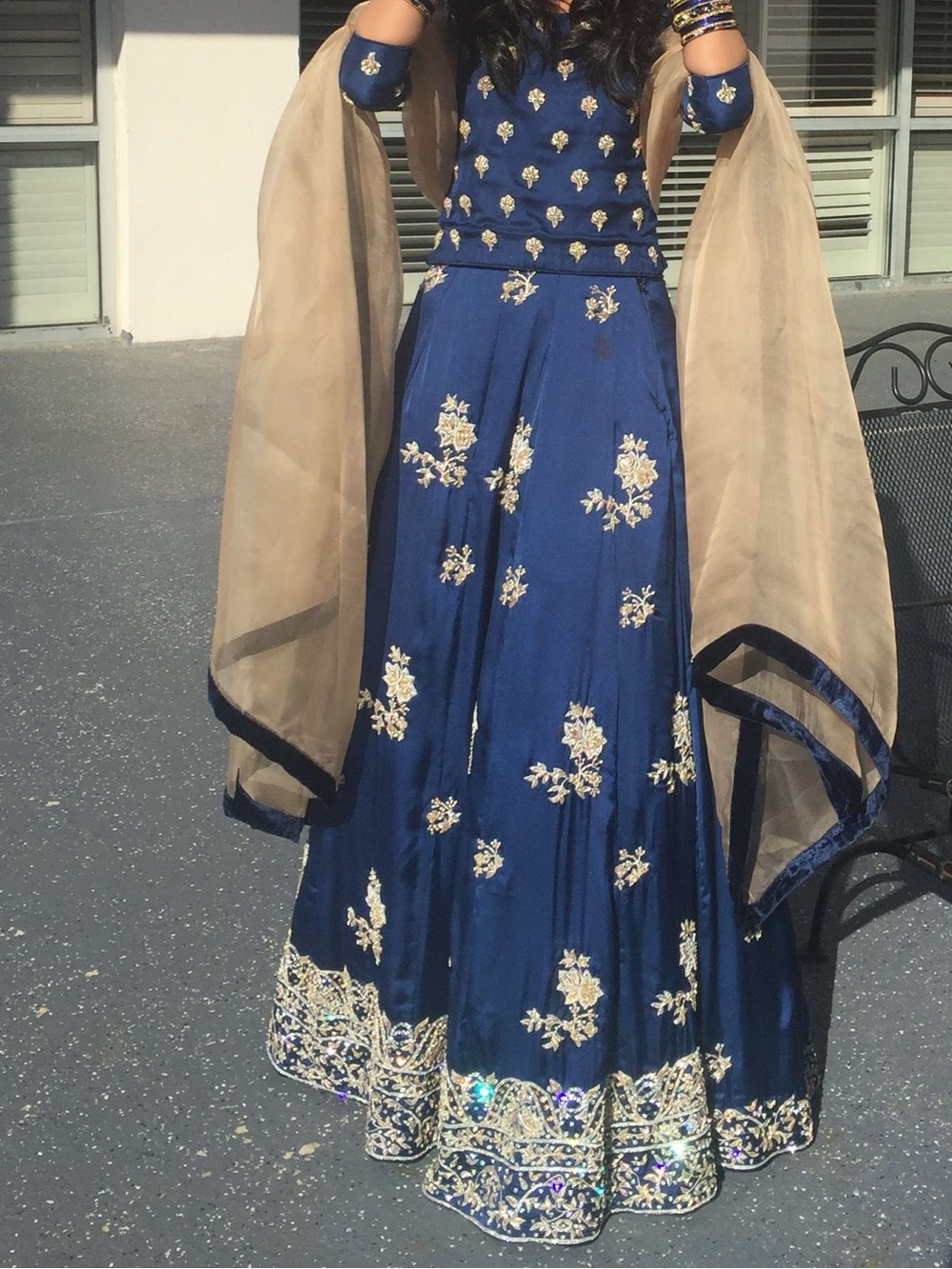 Pakistani/Indian Navy blue Lehenga with choli and dupatta
